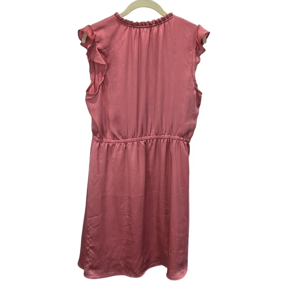 Old‎ Navy Womens Pink Sleeveless Ruffle Neck Tie Waist Casual Dress - L - Picture 4 of 4